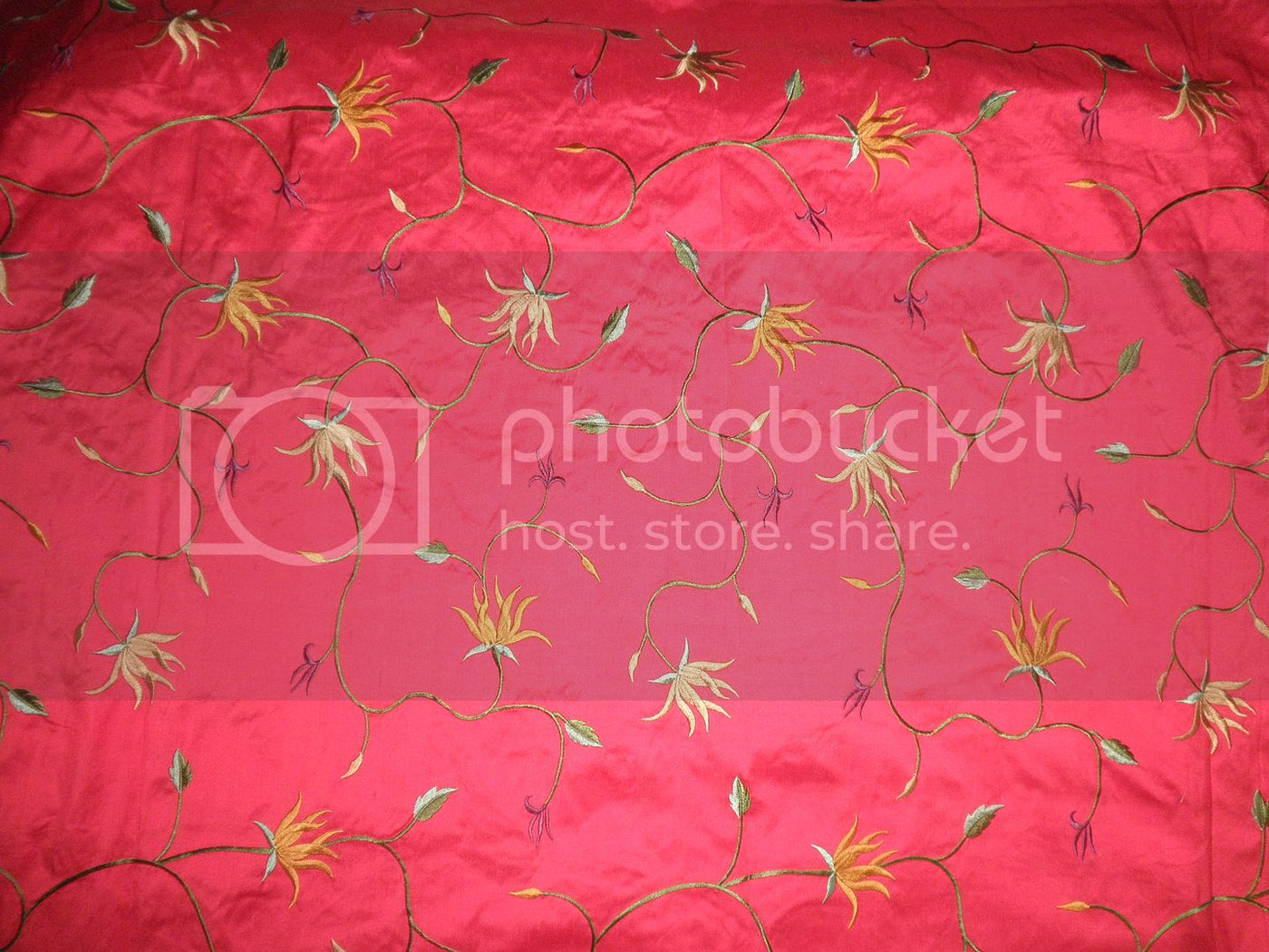 Pure SILK DUPIONI Fabric Floral Embroidery DUPE9[2]