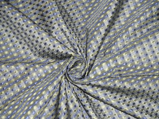 SILK TAFFTA  FABRIC Grey,Pastel Yellow &amp; Indigo Blue color plaids with jacquard