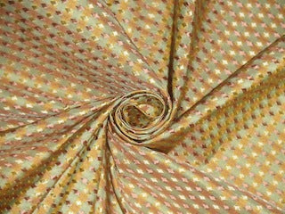 SILK TAFFETA FABRIC Pastel Green,Gold &amp; Salmon color plaids with jacquard taf cj3-54&quot; wide