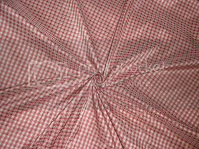 SILK TAFFETA FABRIC Pink &amp; Cream color plaids with jacquard TAF CJ5-54&quot; wide