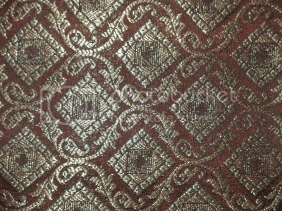 Spun Silk Brocade fabric Tan Brown &amp; Metallic Gold Color 44" wide BRO205[3]