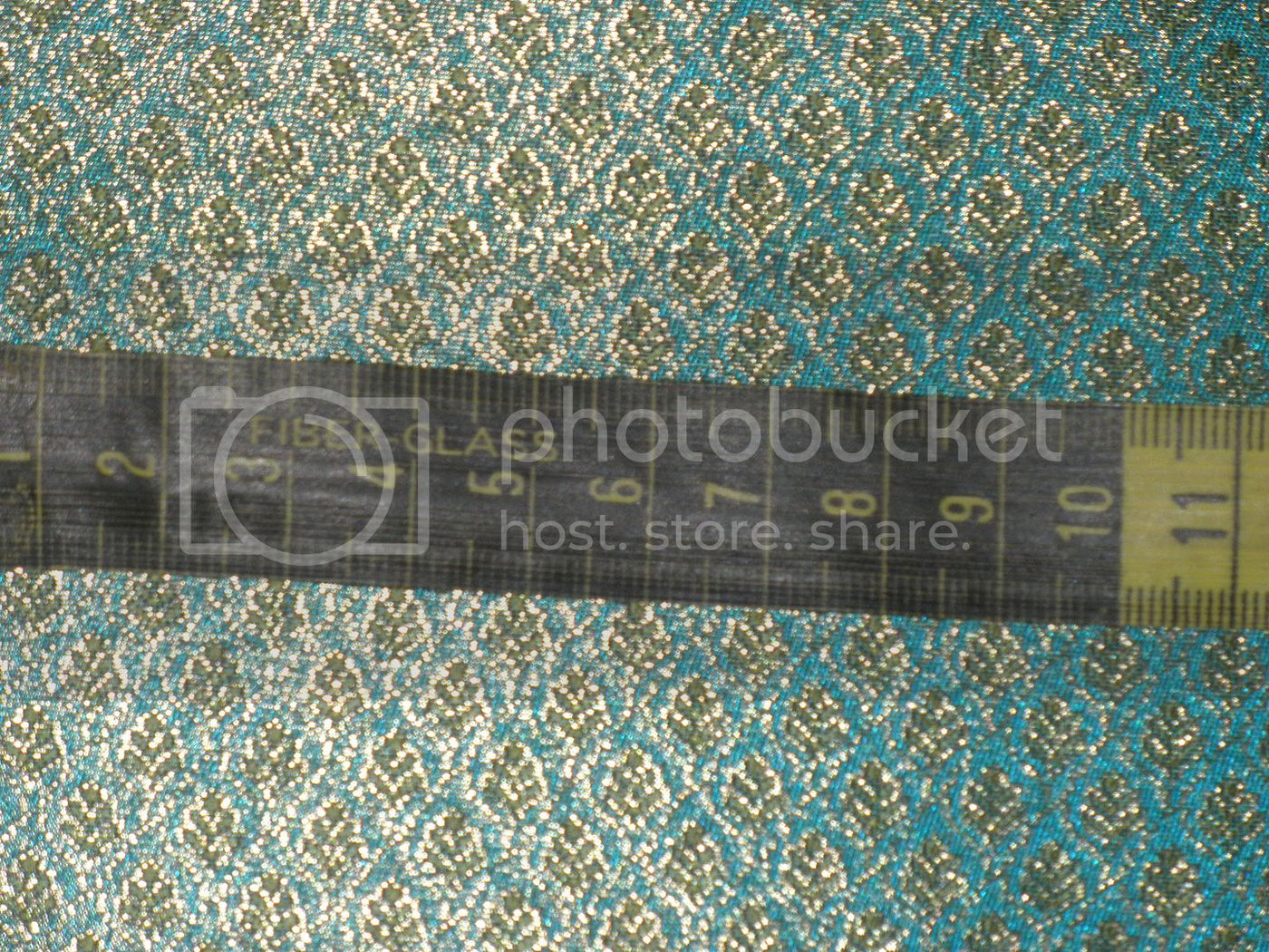 Silk Brocade fabric Sea Blue,Green &amp; Metallic Gold Color BRO206[2]