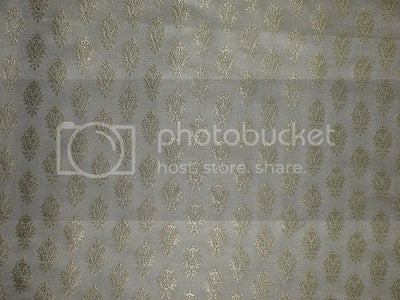 Spun Silk Brocade fabric Light Gold &amp; Light Green Color BRO206[1]