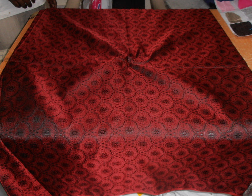 Silk Brocade fabric deep wine black motifs Color 44" wide BRO87[2]