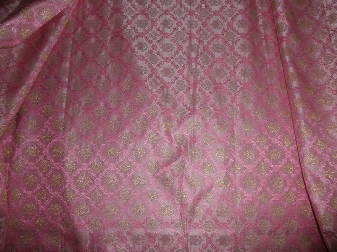 Silk Brocade Fabric-Pink / gold BRO37