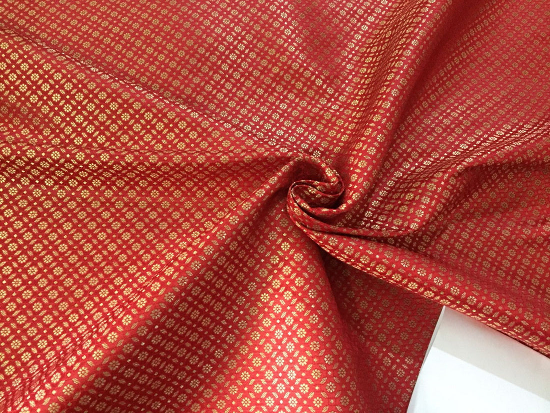 Silk Brocade fabric red and metallic gold color 44" wide BRO794[1]