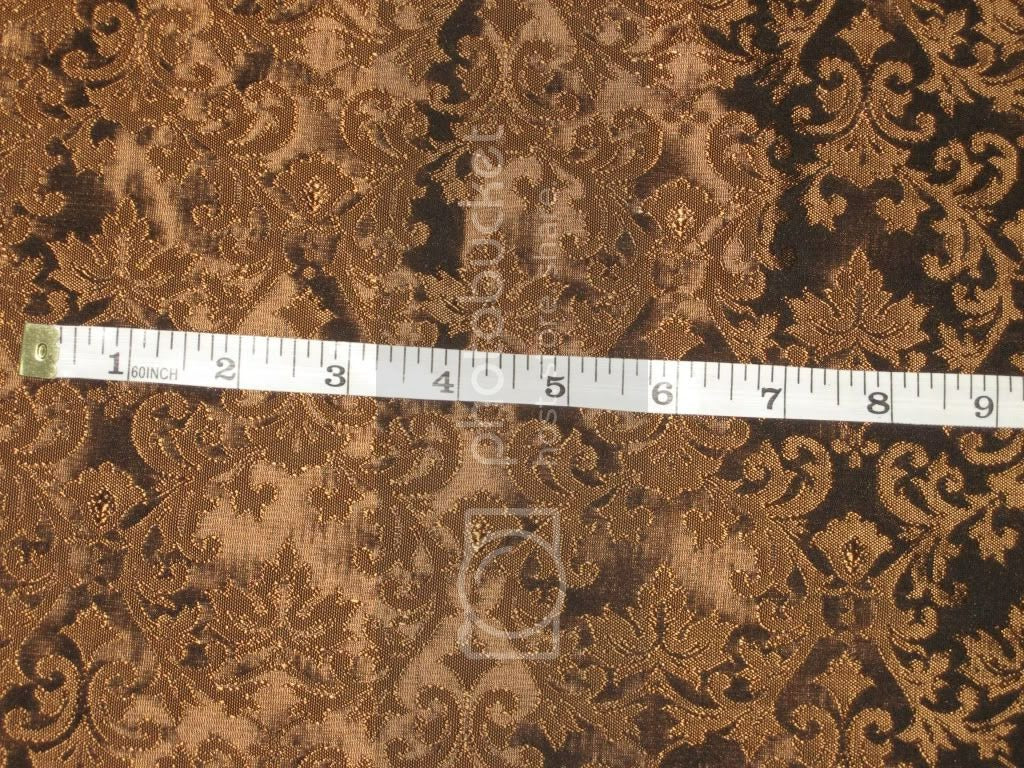 Spun Silk Brocade fabric Rich Brown Color 44" wide BRO171[4]