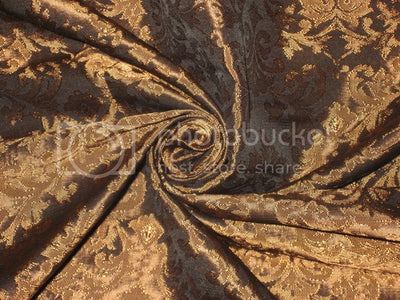 Spun Silk Brocade fabric Rich Brown Color 44" wide BRO171[4]