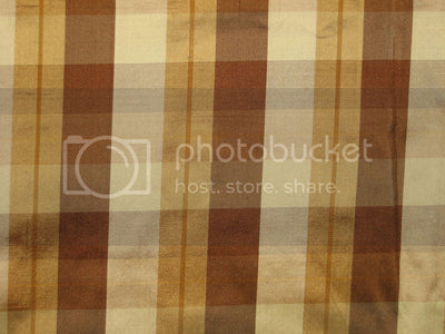 Silk Dupioni Shades of Brown & Cream color plaids Fabric