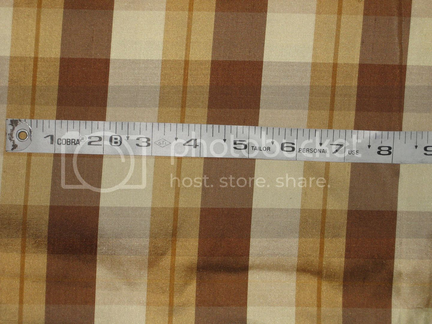 Silk Dupioni Shades of Brown & Cream color plaids Fabric