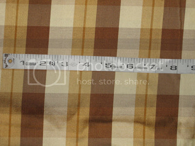 Silk Dupioni Shades of Brown & Cream color plaids Fabric