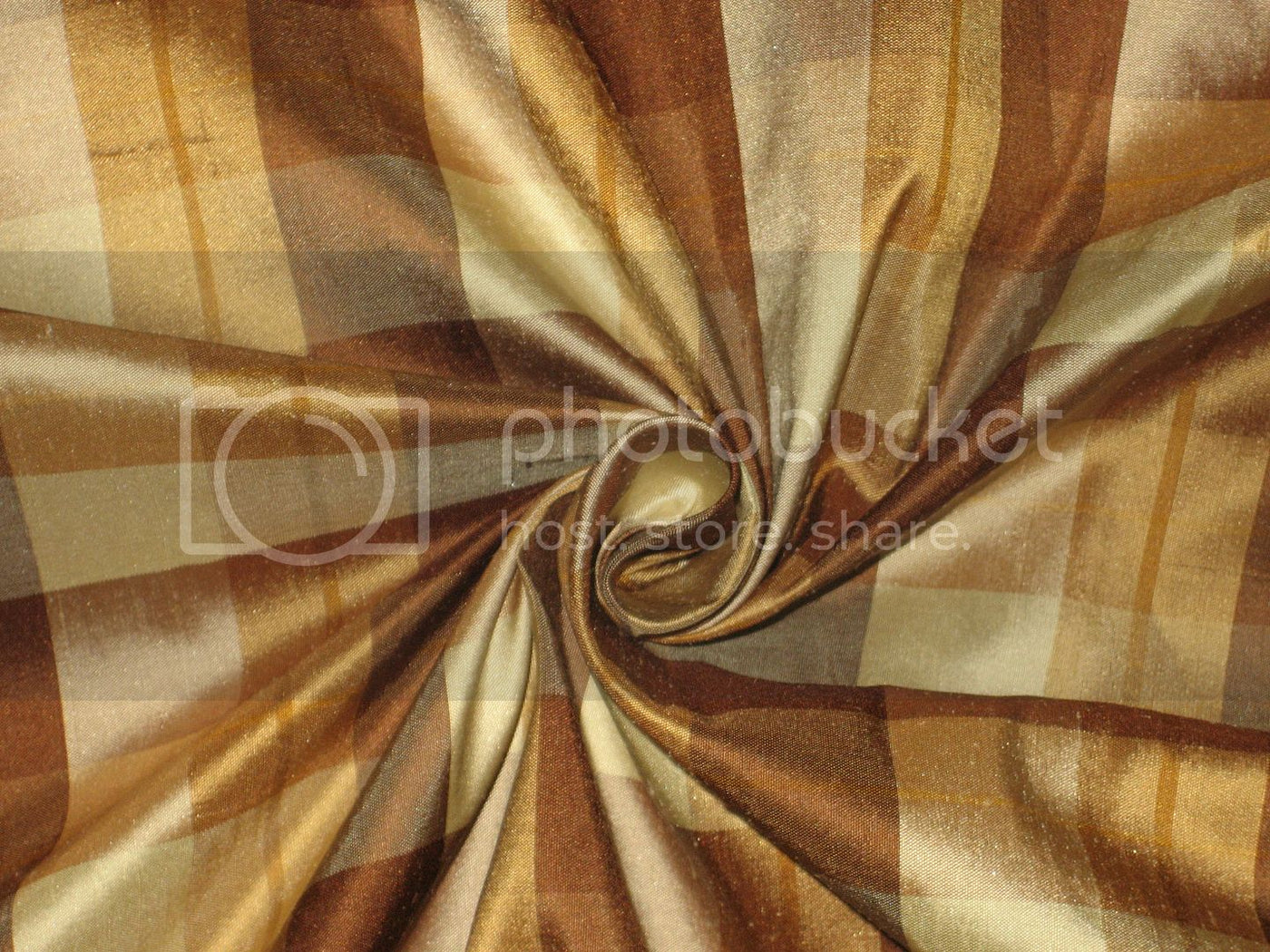 Silk Dupioni Shades of Brown & Cream color plaids Fabric