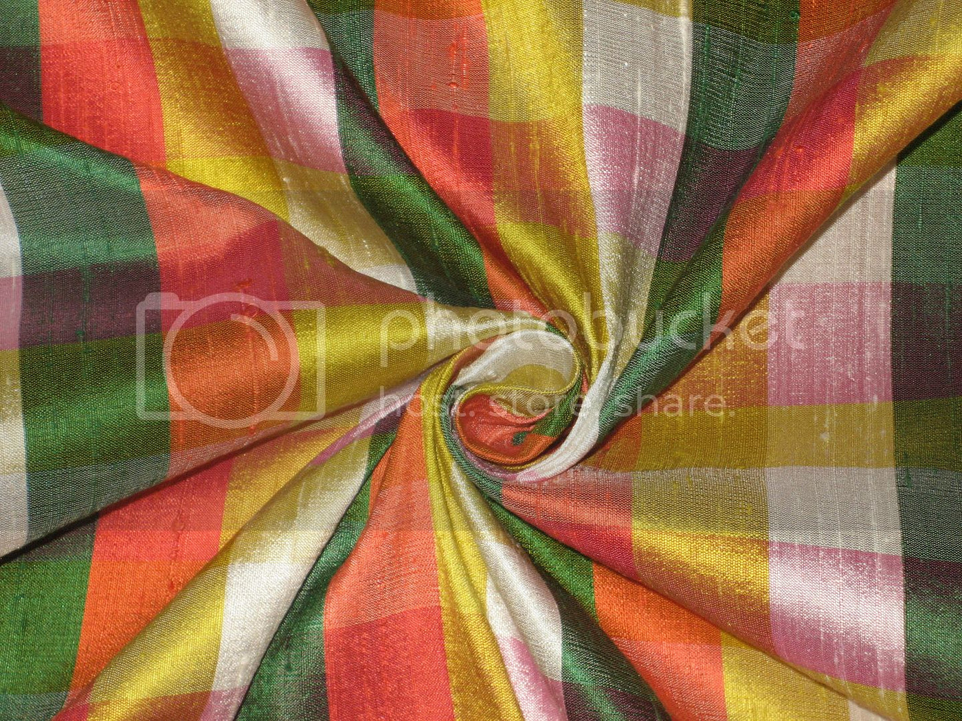 Silk Dupioni Multi color plaids Fabric