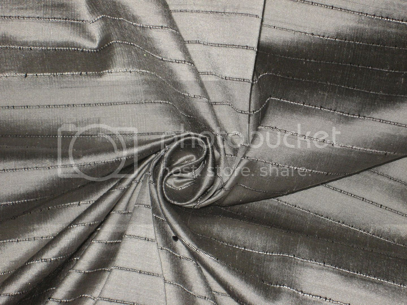 SILK Dupioni FABRIC Greyish Silver color stripes