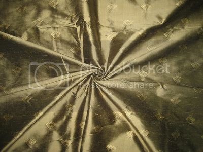 SILK Dupioni FABRIC Gold x Black shot color with Jacquard