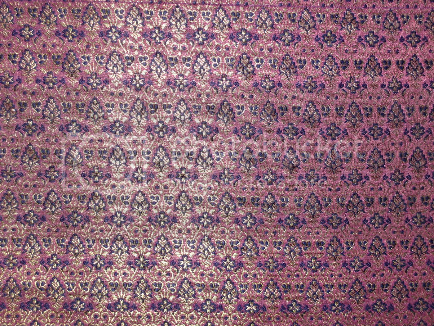 Pure SILK BROCADE FABRIC Pink,Purple & Gold colour 44" wide BRO100