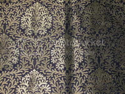 Silk Brocade Fabric Metallic Gold &amp; Dark Blue color 36" wide BRO177[2]