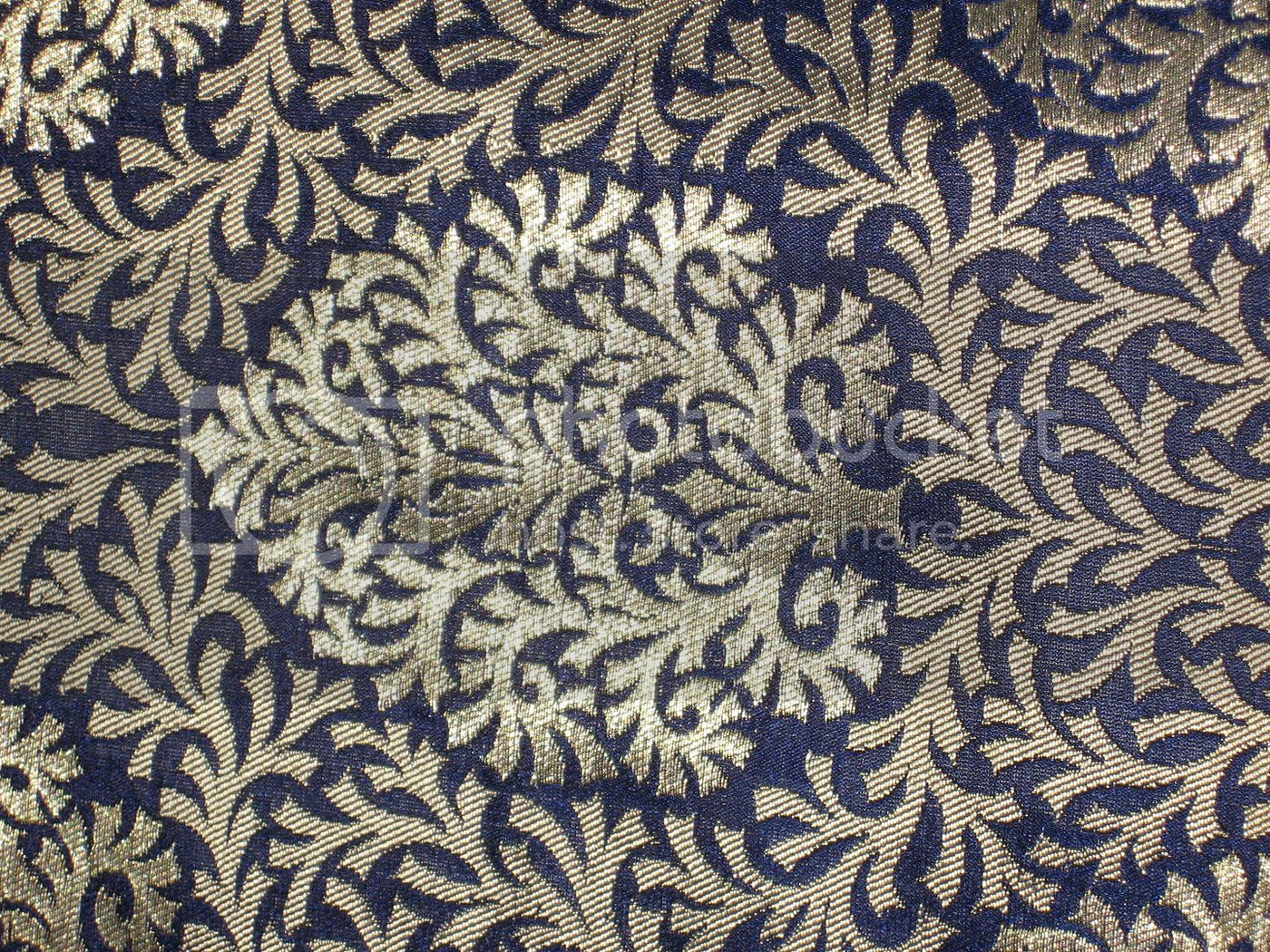 Silk Brocade Fabric Metallic Gold &amp; Dark Blue color 36" wide BRO177[2]