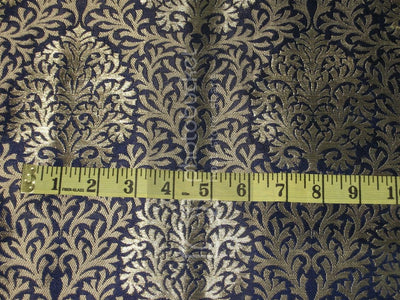 Silk Brocade Fabric Metallic Gold &amp; Dark Blue color 36" wide BRO177[2]