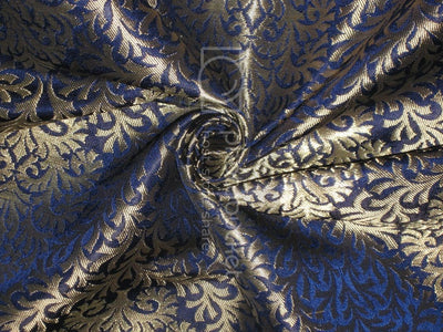 Silk Brocade Fabric Metallic Gold &amp; Dark Blue color 36" wide BRO177[2]