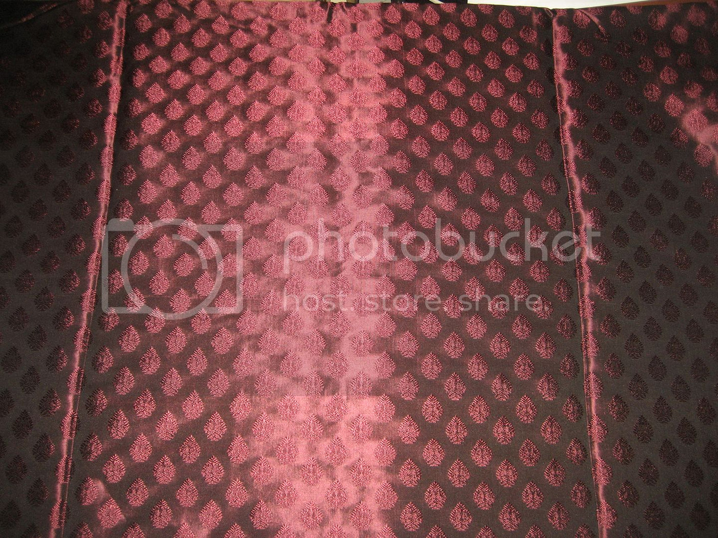 Spun Silk Brocade Fabric Dark Red Wine x Black Shot color 44" wide BRO178[4]