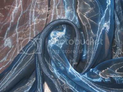 POLYESTER BLUE ORGANZA FABRIC 110&quot; WIDE