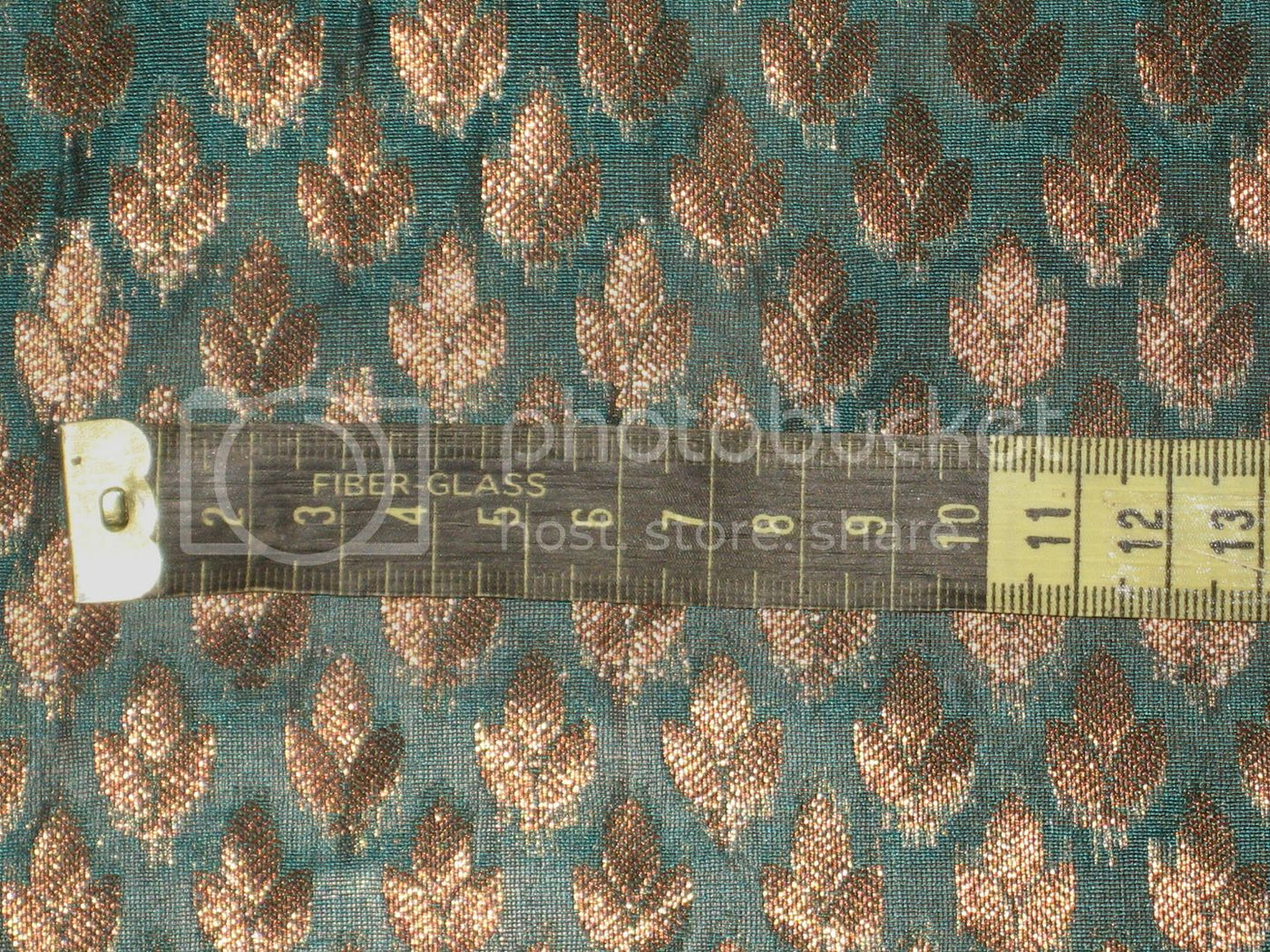 Silk Brocade Fabric Sea Blue &amp; Metallic Gold 44" wide BRO184[3]