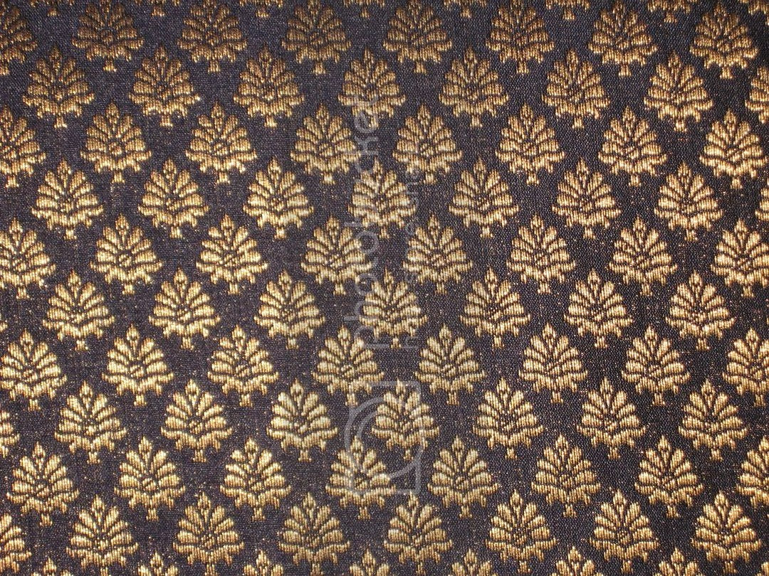 Spun Silk Brocade fabric navy blue &amp; Metallic Gold Color BRO183[6]