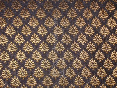 Spun Silk Brocade fabric navy blue &amp; Metallic Gold Color BRO183[6]