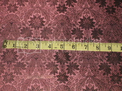 Silk Brocade fabric Rosette Pink,Black &amp; Metallic Gold Color 44" wide BRO186[2]