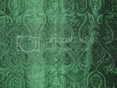 Spun Silk Brocade fabric Sea Green &amp; Black Color BRO187[3]