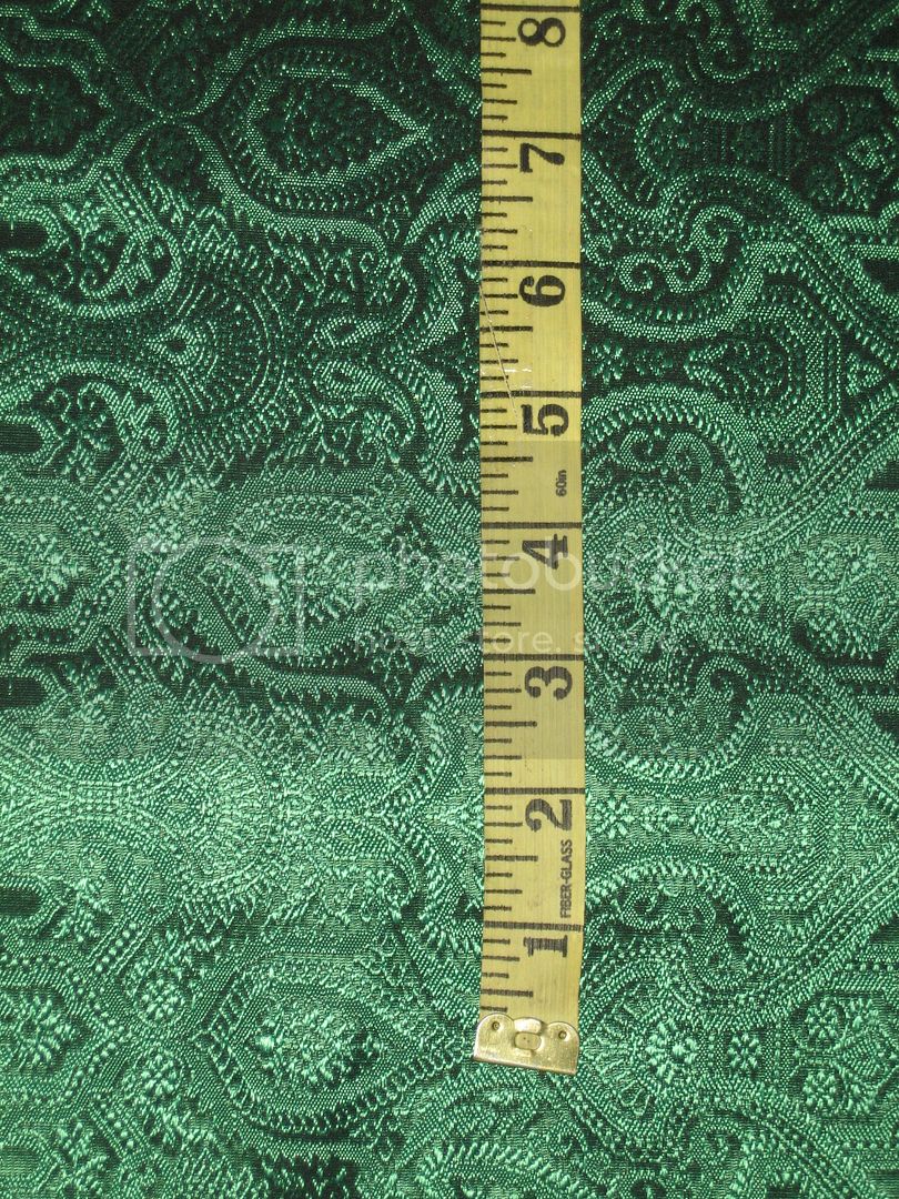 Spun Silk Brocade fabric Sea Green &amp; Black Color BRO187[3]