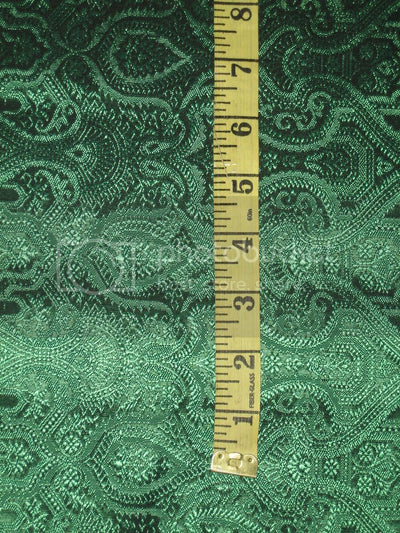 Spun Silk Brocade fabric Sea Green &amp; Black Color BRO187[3]