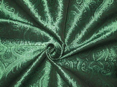 Spun Silk Brocade fabric Sea Green &amp; Black Color BRO187[3]