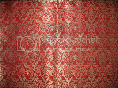 SILK BROCADE FABRIC Tomato Orange,Red &amp; Gold colour 44" wide BRO189[2]