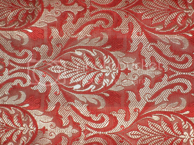 SILK BROCADE FABRIC Tomato Orange,Red &amp; Gold colour 44" wide BRO189[2]