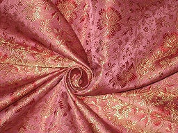 SILK BROCADE FABRIC Pink,Red &amp; Gold colour 44" wide BRO189[5]