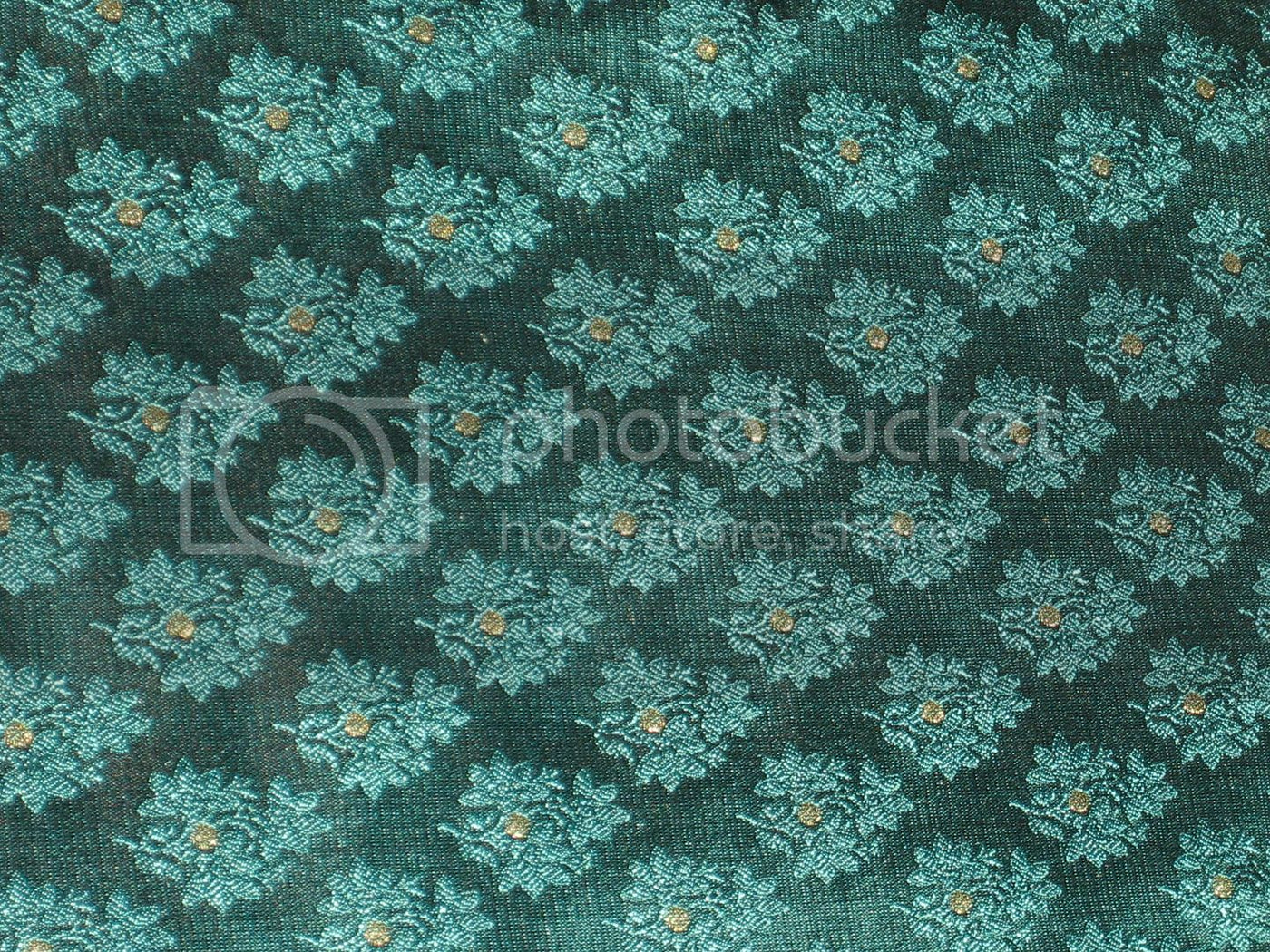 SILK BROCADE FABRIC Teal Green &amp; Metallic Gold colour 44" wide BRO191[5]