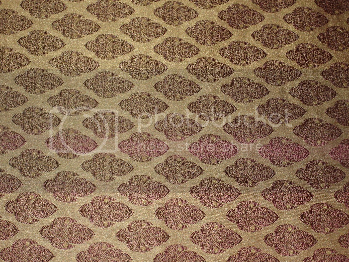 SILK BROCADE FABRIC Purple,Champagne &amp; Metallic Gold colour 44" wide BRO190[2]