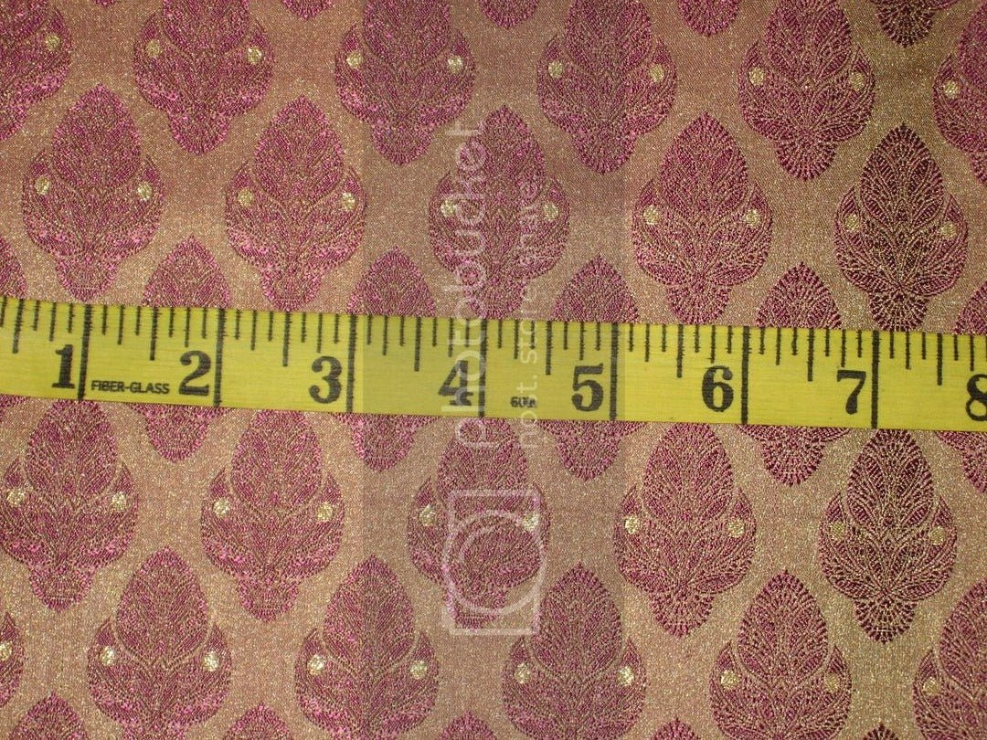 SILK BROCADE FABRIC Purple,Champagne &amp; Metallic Gold colour 44" wide BRO190[2]