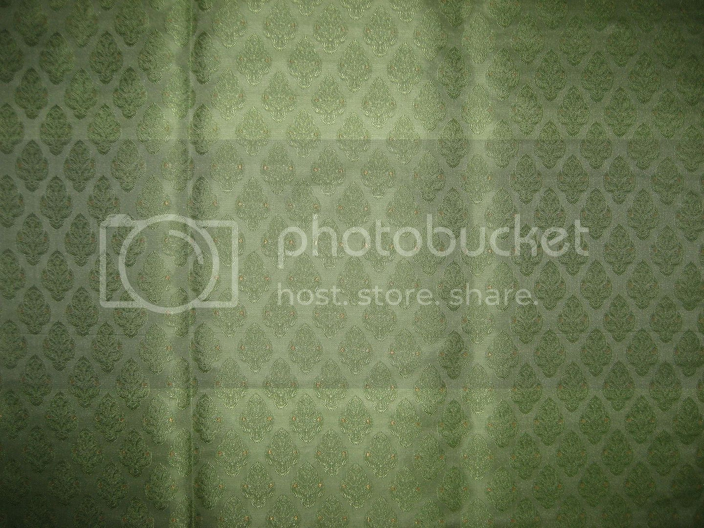 SILK BROCADE FABRIC Pastel Green &amp; Metallic Gold colour 44" wide BRO190[3]