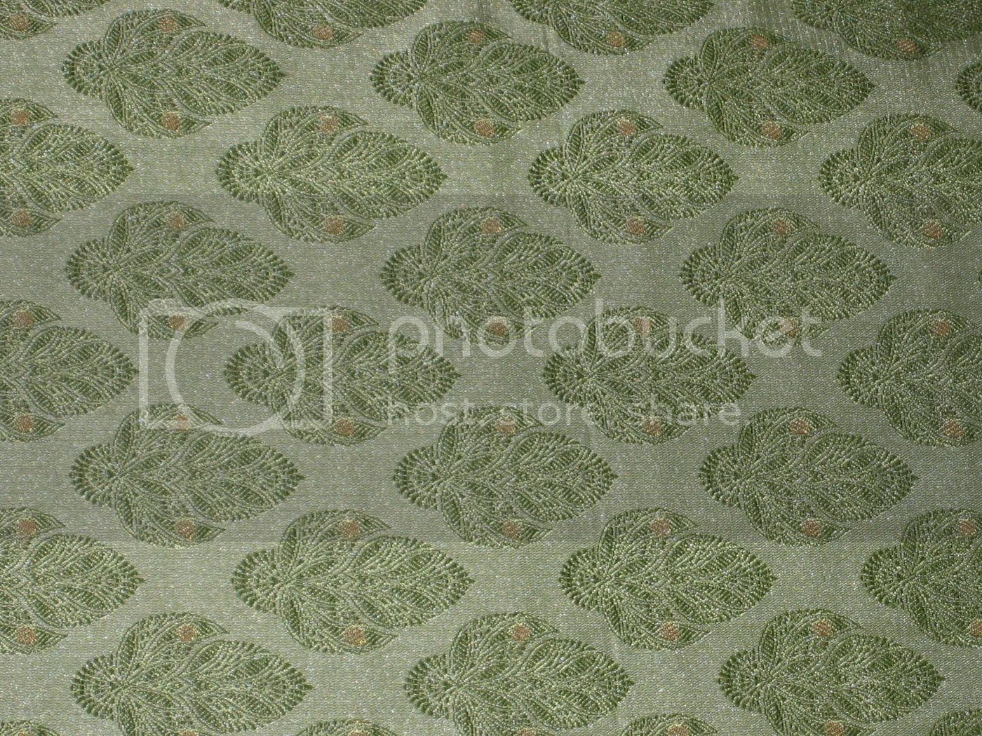 SILK BROCADE FABRIC Pastel Green &amp; Metallic Gold colour 44" wide BRO190[3]