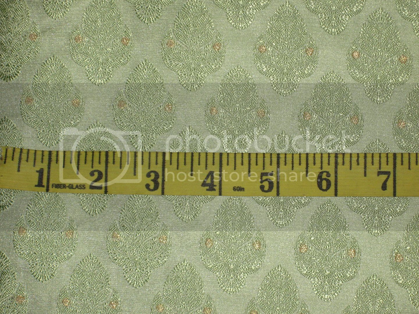 SILK BROCADE FABRIC Pastel Green &amp; Metallic Gold colour 44" wide BRO190[3]