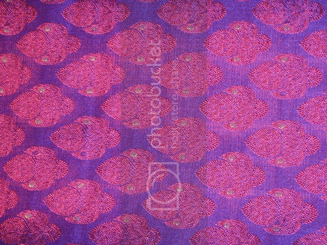 SILK BROCADE FABRIC Pink,Purple &amp; Metallic Gold colour 44" wide BRO190[1]