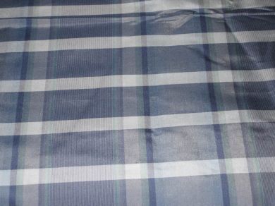 Dark and light blue colour gorgeous plaids~SILK TAFFETA FABRIC TAFC27[4] 54&quot; wide