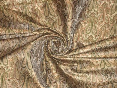 Silk Brocade~Width 44&quot; Green,Orange &amp; Gold BRO34[4]