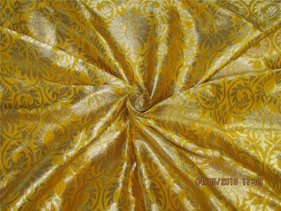 Silk Brocade fabric Mango x metallic gold 44&quot;