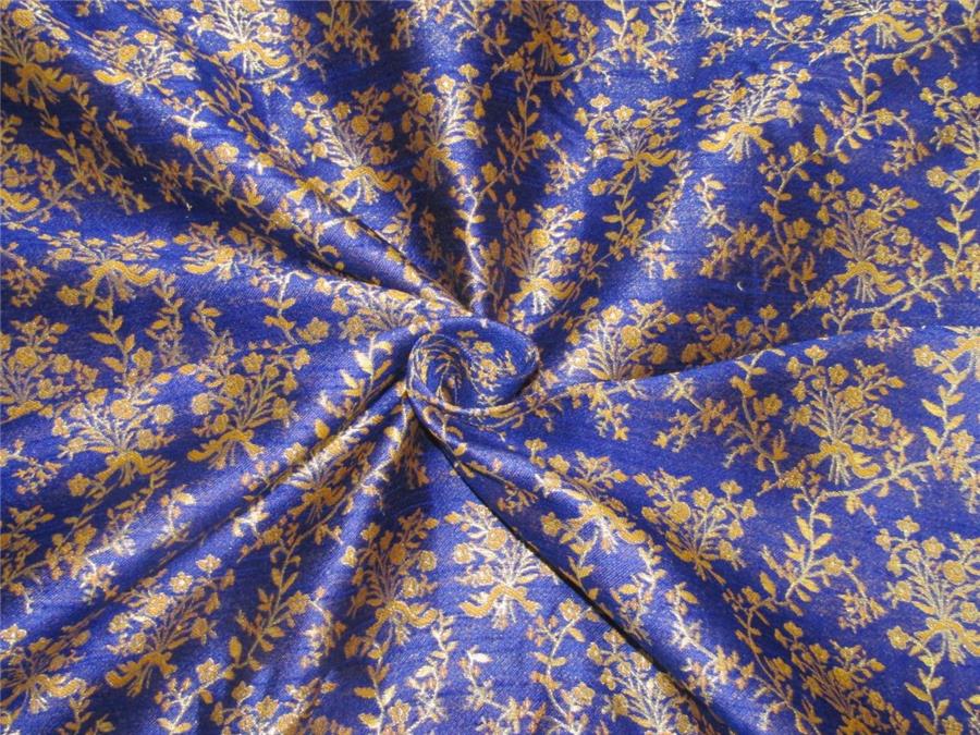 Reversible Brocade Fabric ROYAL BLUE X gold color 54 inches