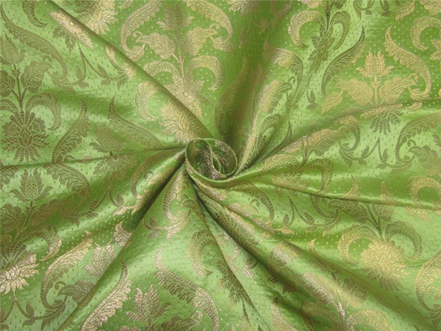 Brocade fabric Apple green x metallic gold 44&quot;BRO593[4]