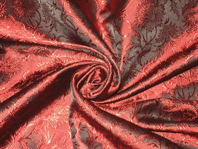 Silk Brocade fabric Wine Red &amp; Black Color BRO113[4]